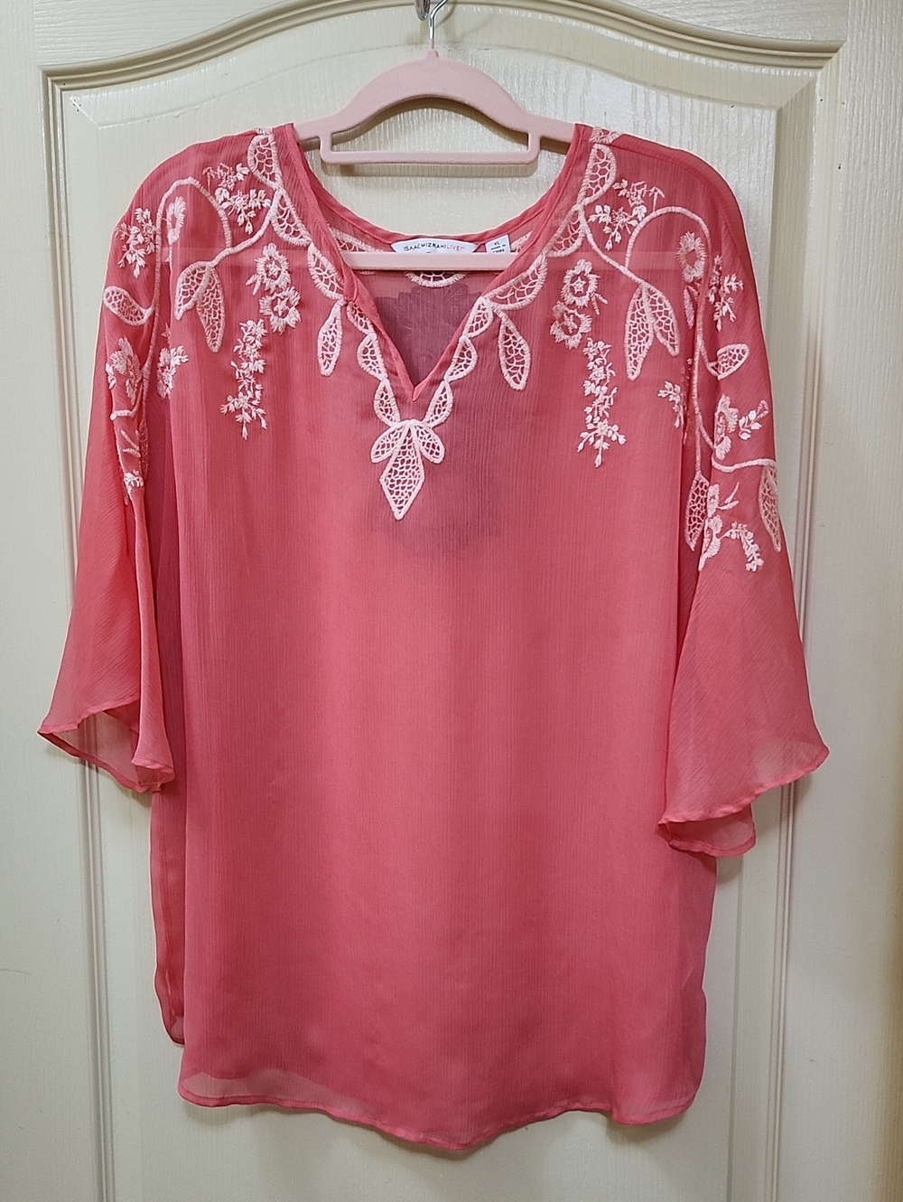 Isaac Mizrahi Live! Sheer Coral Blouse